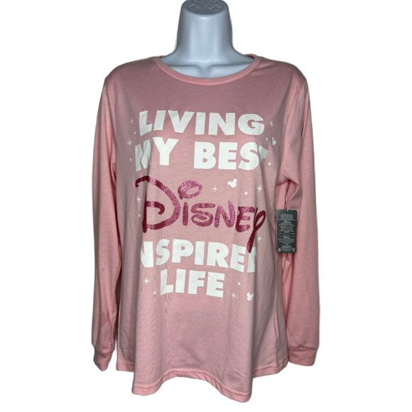NWT Disney Women's Sz L Pink Graphic Long Sleeve Tshirt - Picture 1 of 4
